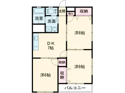 サニーヒルマンション(3DK/4階)の間取り写真