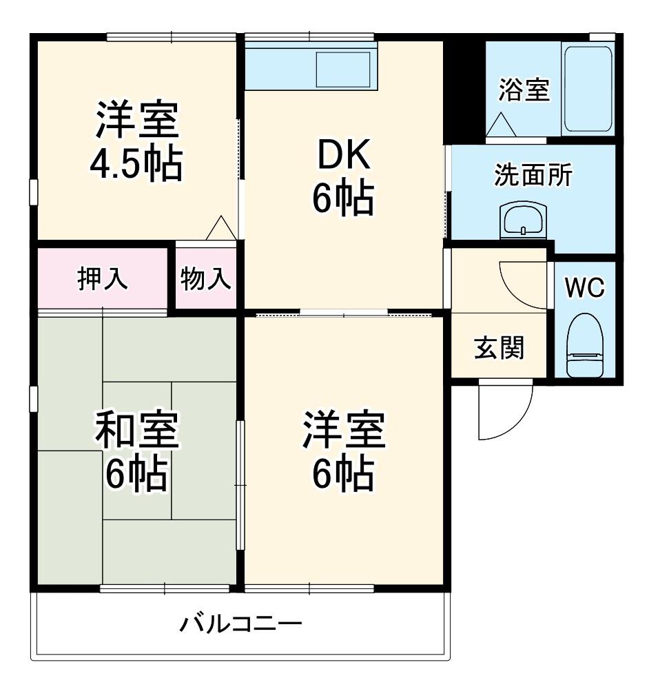 フレグランスC棟(3DK/2階)の間取り写真