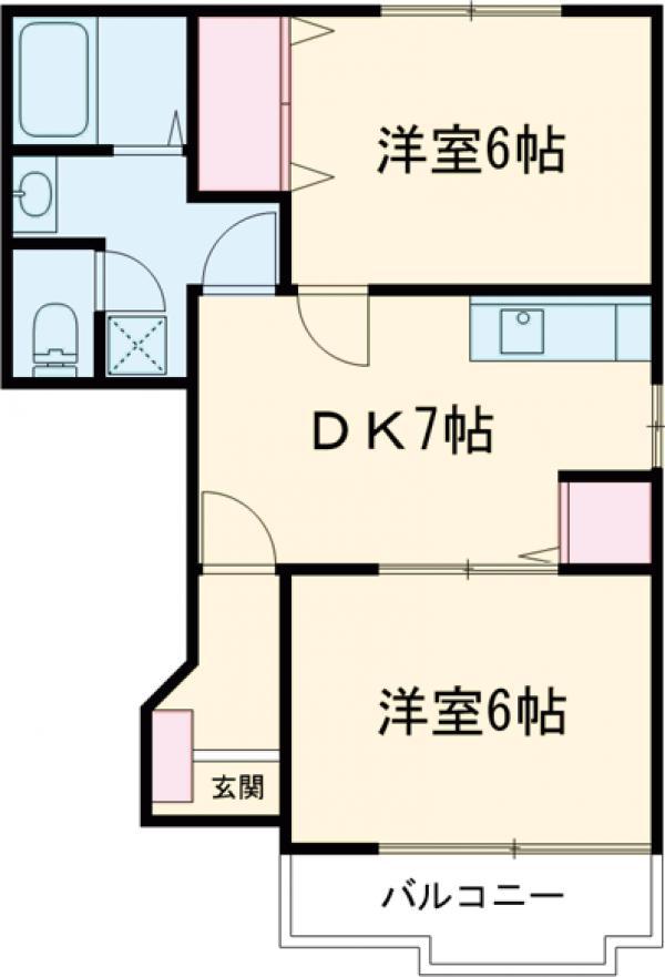 ストーンヒル 3(2DK/1階)の間取り写真