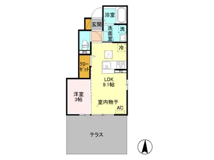 東武伊勢崎・大師線 館林駅 徒歩14分 2階建 築7年(1LDK/1階)の間取り写真