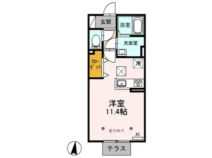 アヴァンセ(ワンルーム/1階)の間取り写真