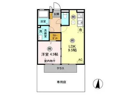 アクア・コーチェ(1LDK/1階)の間取り写真