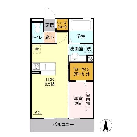 Mスカイ Ⅱ(1LDK/2階)の間取り写真