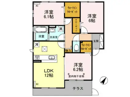 アクセル イースト(3LDK/1階)の間取り写真