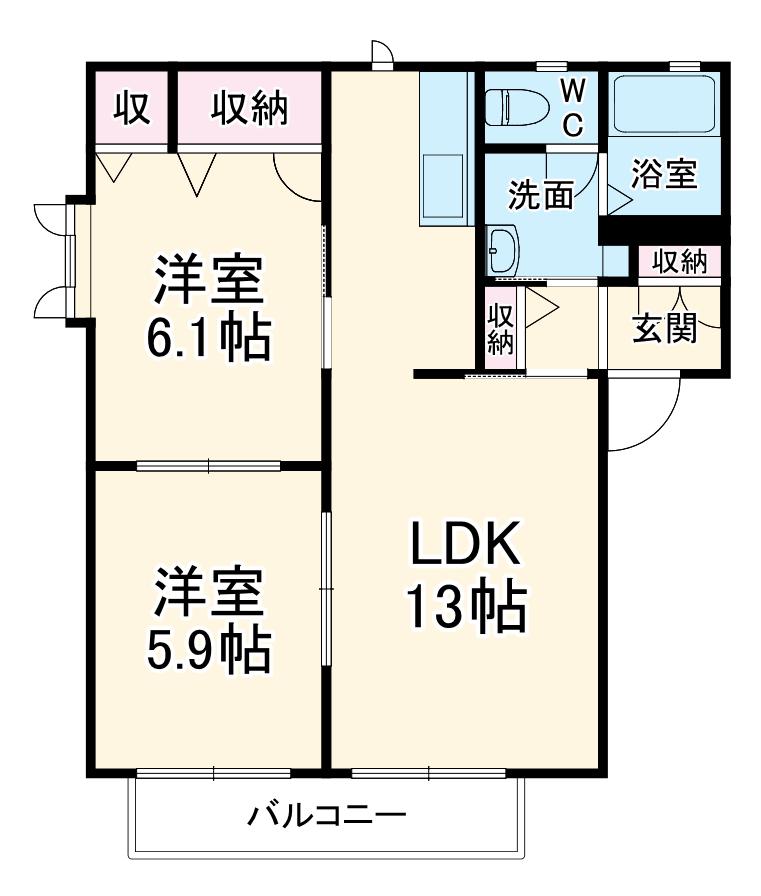 ケンジントンハウス(2LDK/1階)の間取り写真