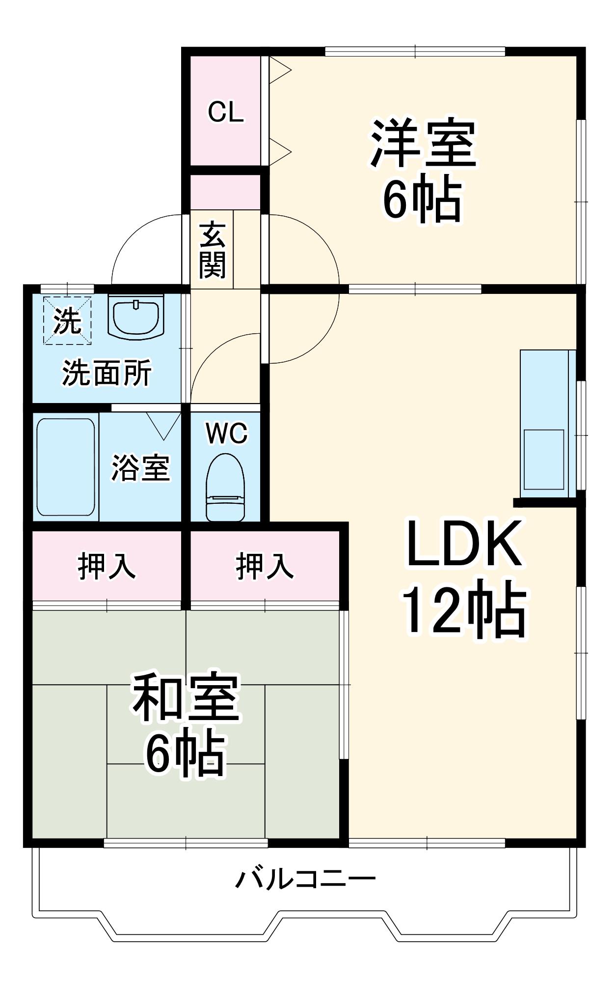 ソレイユⅠ(2LDK/2階)の間取り写真