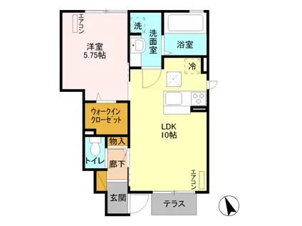 カレントⅡ(1LDK/1階)の間取り写真