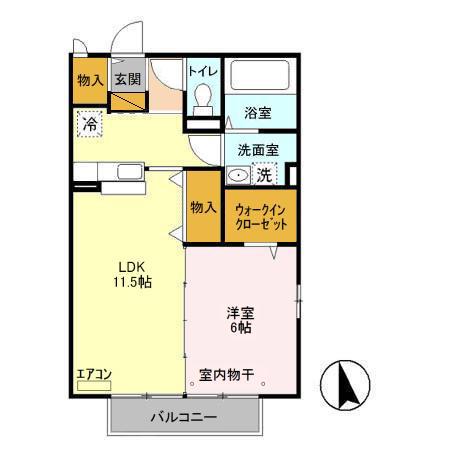 ディアステージ2(1LDK/2階)の間取り写真