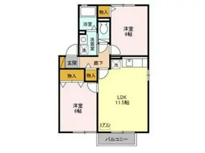グレイススクエア A(2LDK/1階)の間取り写真
