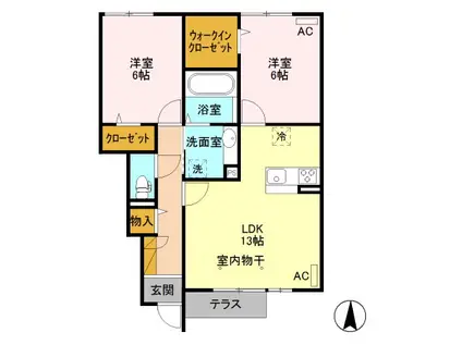 京和風 宇治 華棟(2LDK/1階)の間取り写真