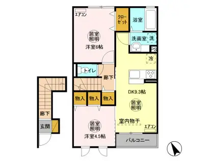 メゾングレース K(2DK/2階)の間取り写真