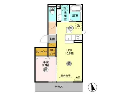 エクセルシオールⅡ(1LDK/1階)の間取り写真