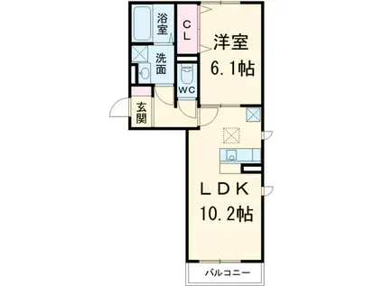HANABUSA Ⅳ(1LDK/2階)の間取り写真