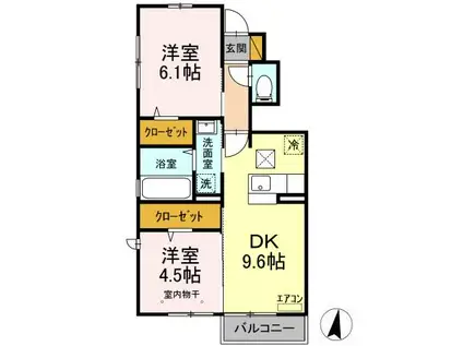 ポテンティア(2DK/1階)の間取り写真