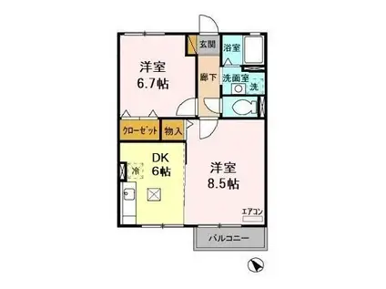 メゾンエクレール A(2DK/1階)の間取り写真