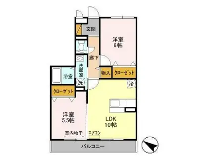 アークトゥルスイースト(2LDK/2階)の間取り写真