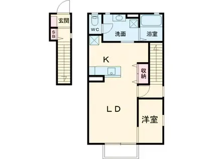 ミーヤハイツA(1SK/2階)の間取り写真