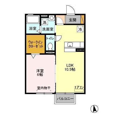 ディアーナ(1LDK/2階)の間取り写真