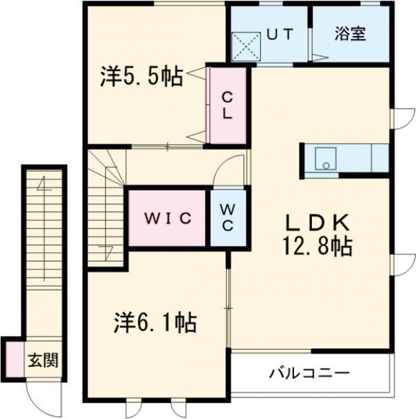 パルティールA棟(2LDK/2階)の間取り写真