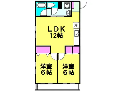 USパレスⅡ(2LDK/1階)の間取り写真