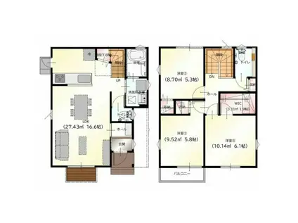 東北本線 宇都宮駅 徒歩43分 2階建 築6年(3LDK)の間取り写真