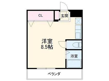 フェリセ富田(ワンルーム/2階)の間取り写真