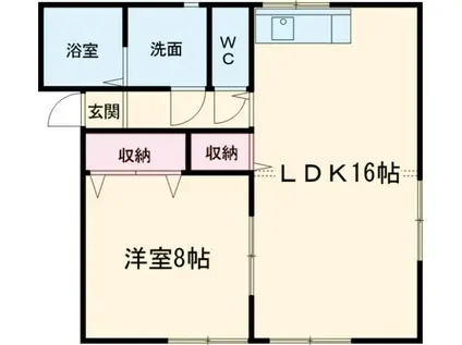 ハイツ・ビクトリア B棟(1LDK/1階)の間取り写真