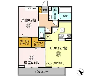 アルバ A(2LDK/1階)の間取り写真