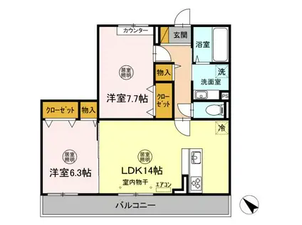 アルバ A(2LDK/3階)の間取り写真
