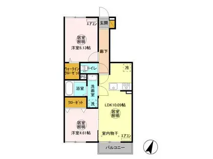 ティールーム湊 Ⅰ(2LDK/1階)の間取り写真