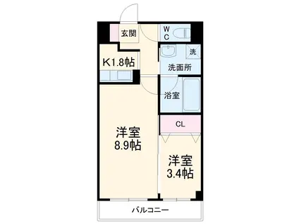 アクアライブラ(2K/1階)の間取り写真