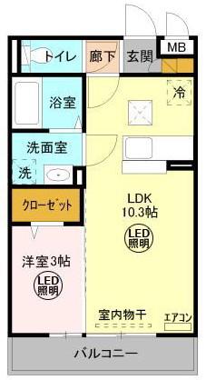 グランシャリオ(1LDK/1階)の間取り写真