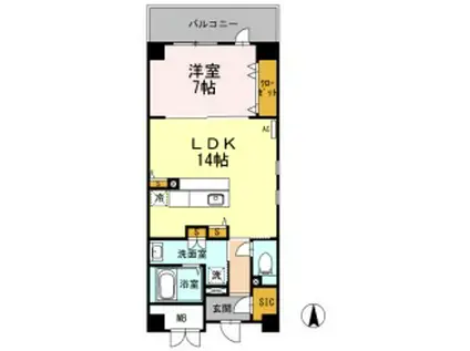 グリシーヌ(1LDK/4階)の間取り写真