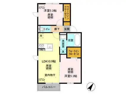 三の丸キャッスル B(2LDK/2階)の間取り写真