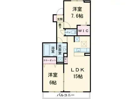 なんてんの郷 Ⅲ(2LDK/1階)の間取り写真