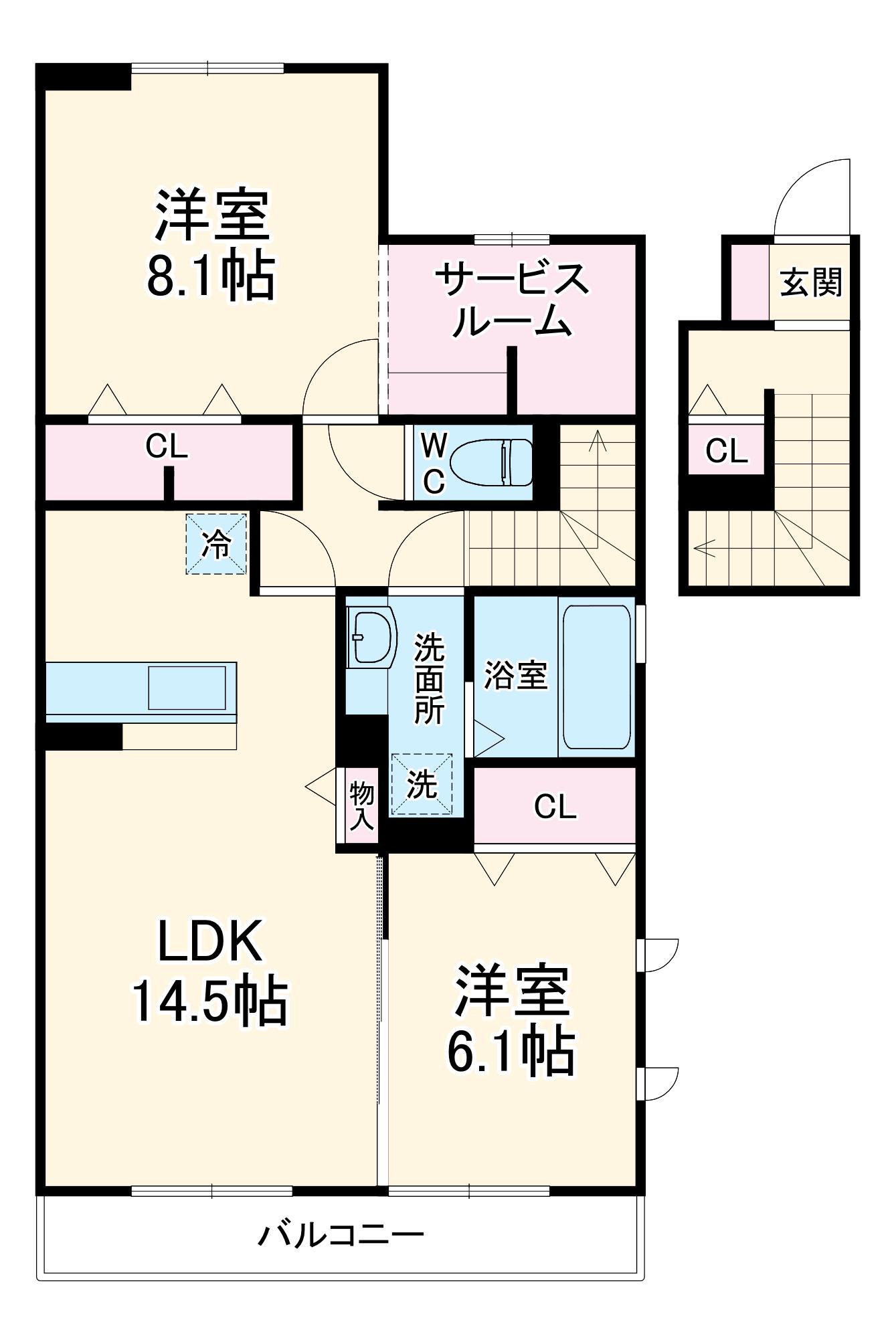 なんてんの郷 Ⅲ(2SLDK/2階)の間取り写真