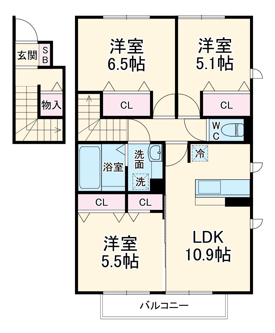 ルーチェ(3LDK/2階)の間取り写真