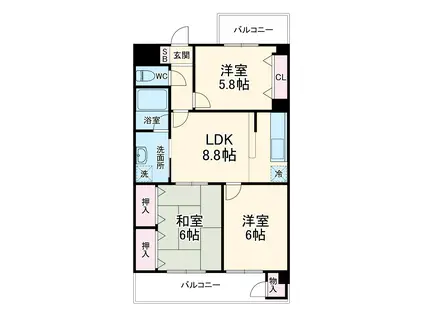 アンファブール(3LDK/1階)の間取り写真