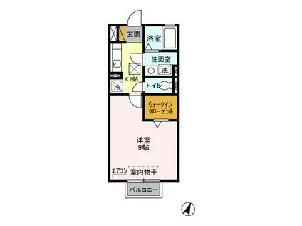 アネックスMITOⅡ(1K/1階)の間取り写真