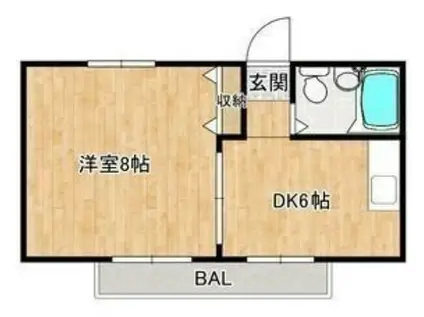 ベストレジデンス蛍池(1DK/2階)の間取り写真