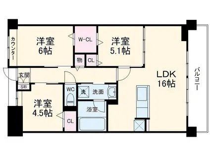 GREENHILLS和(3LDK/1階)の間取り写真