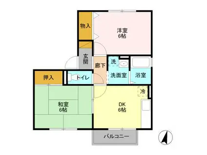 タントミール B棟(2DK/1階)の間取り写真