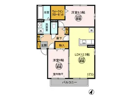 サイプレスA(2LDK/2階)の間取り写真