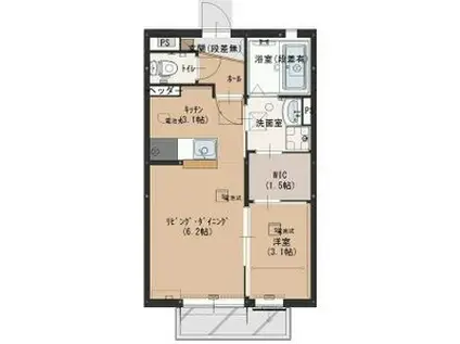 メゾン・ド・MK E(1SK/2階)の間取り写真