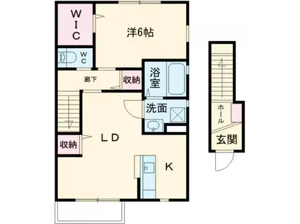 カーサ・セレーヌ(1LDK/2階)の間取り写真