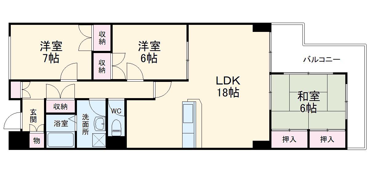 グレインヂ泉丘(3LDK/3階)の間取り写真