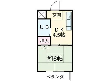 レイクグリーン三好(1K/2階)の間取り写真