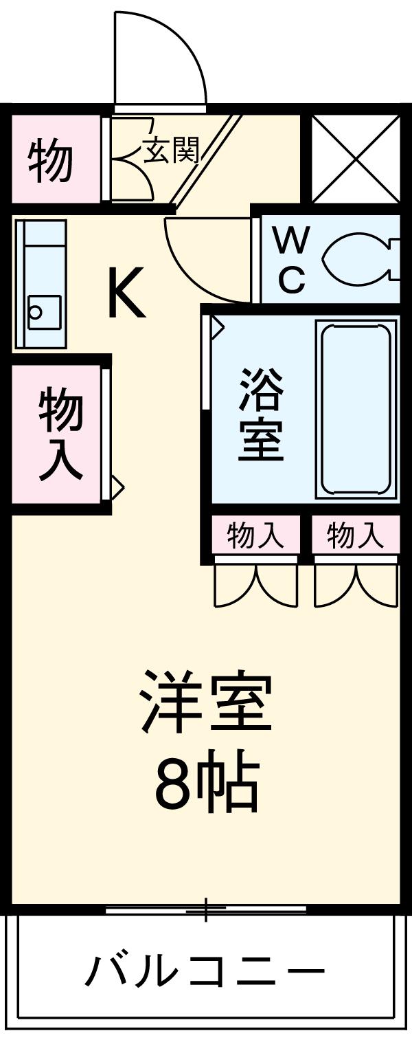 ステップⅧ(ワンルーム/3階)の間取り写真
