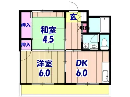 サンコーポ(2DK/4階)の間取り写真