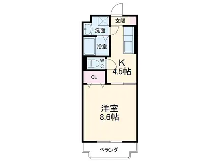 ジョビ1(1DK/3階)の間取り写真